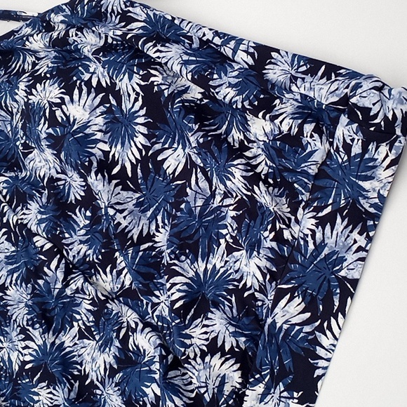 MICHAEL Michael Kors Blouson High Neck Tankini Swim Top Blue‎ Palm Mix L - Picture 5 of 12
